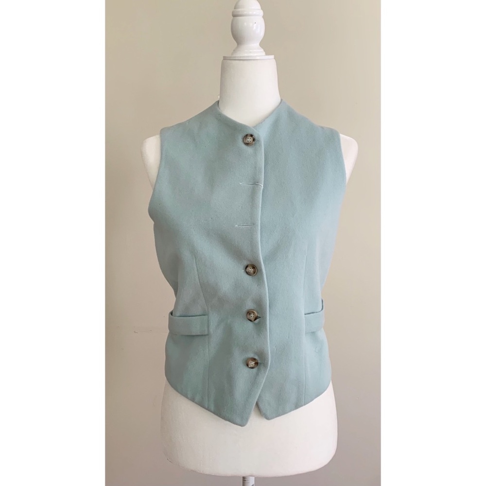 Vintage Bloomingdale’s  Wool Cashmere Button Vest Blue size S